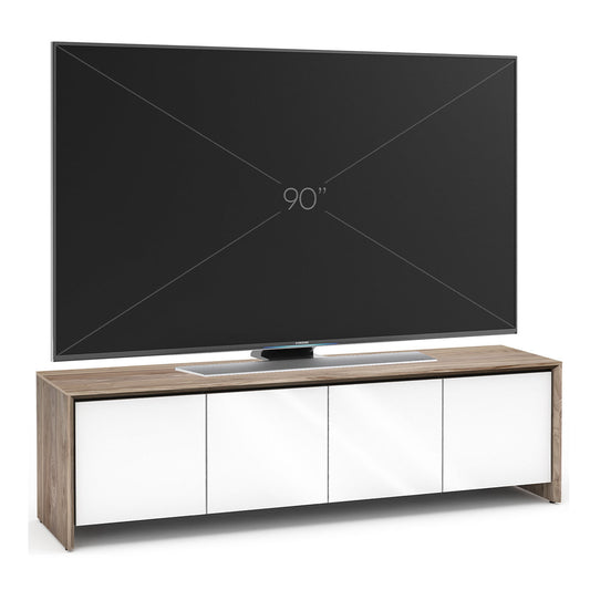 Salamander Chameleon Collection Barcelona 247 Quad AV Cabinet (Natural Walnut with Gloss White Doors) - groovevinylvault