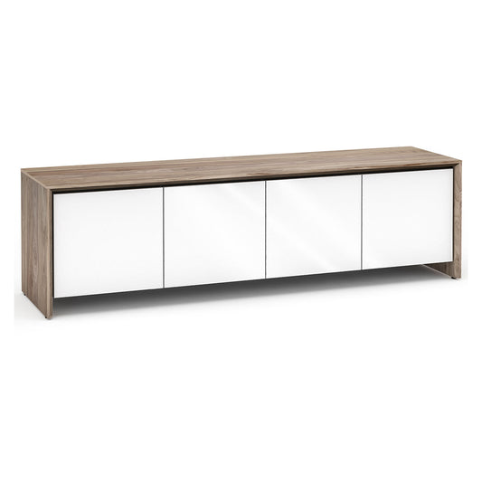 Salamander Chameleon Collection Barcelona 247 Quad AV Cabinet (Natural Walnut with Gloss White Doors) - groovevinylvault