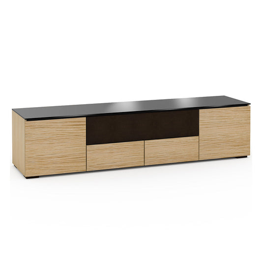 Salamander Chameleon Collection Denver 245 Quad Speaker Integrated Cabinet (Deep Textured Natural Oak with Black Glass Top) - groovevinylvault