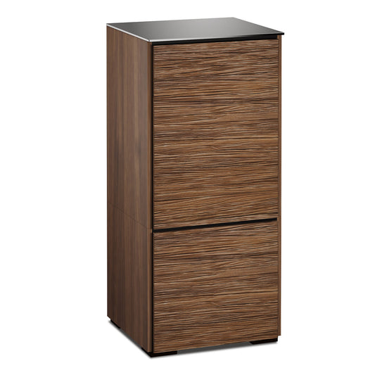 Salamander Chameleon Collection Denver 517 Single AV Cabinet (Deep Textured Medium Walnut with Black Glass Top) - groovevinylvault