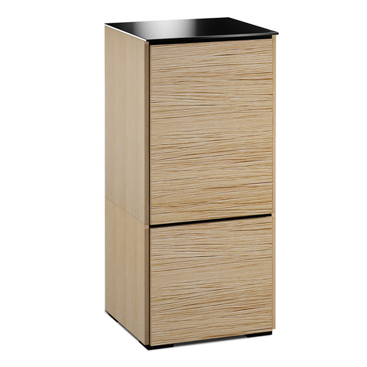 Salamander Chameleon Collection Denver 517 Single AV Cabinet (Deep Textured Natural Oak with Black Glass Top) - groovevinylvault