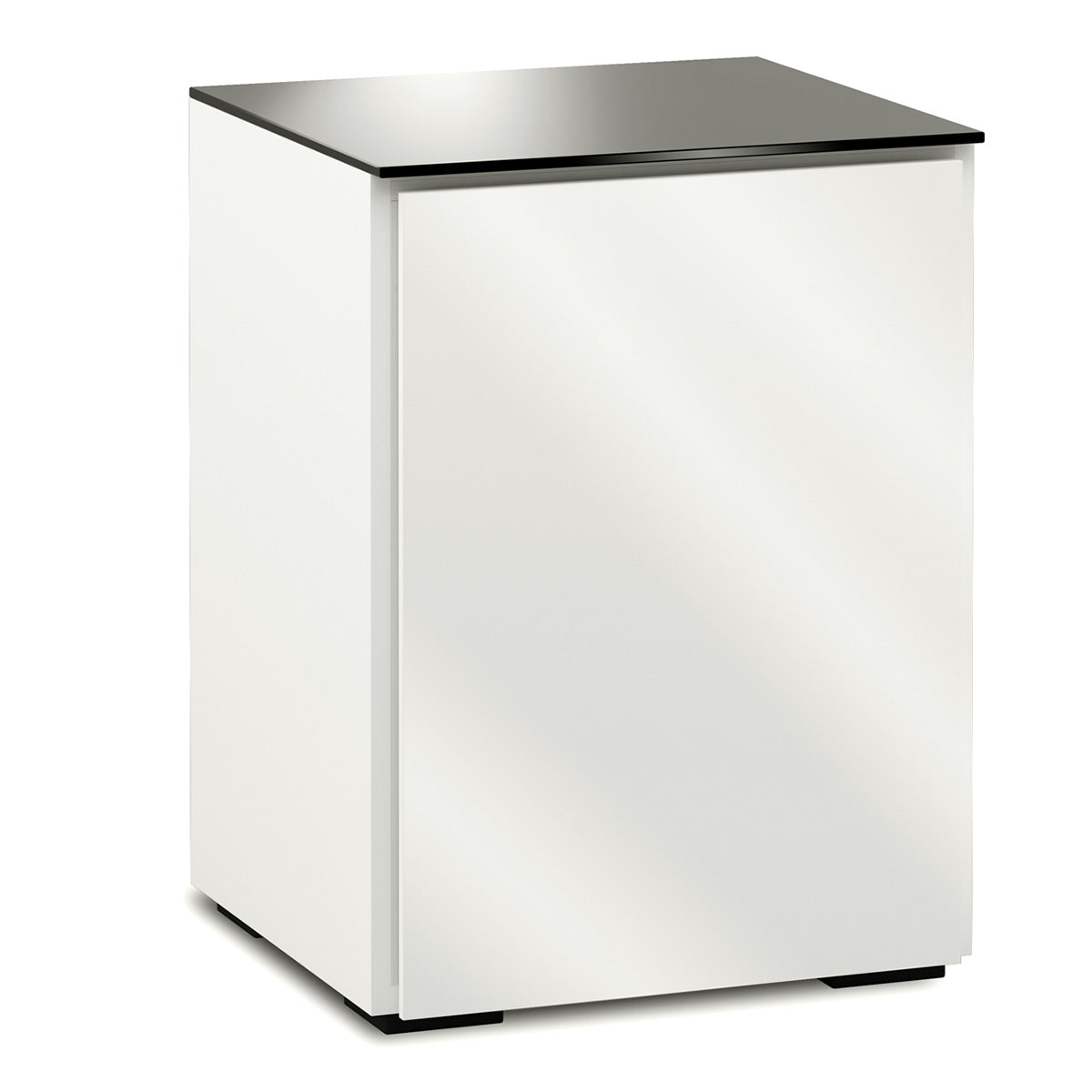 Salamander Chameleon Collection Miami 317 Single AV Cabinet (High Gloss White with Black Glass Top) - groovevinylvault